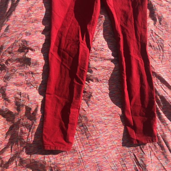 Red Denim Cigarette Fit Skinny Nine West Jeans - Picture 6 of 14